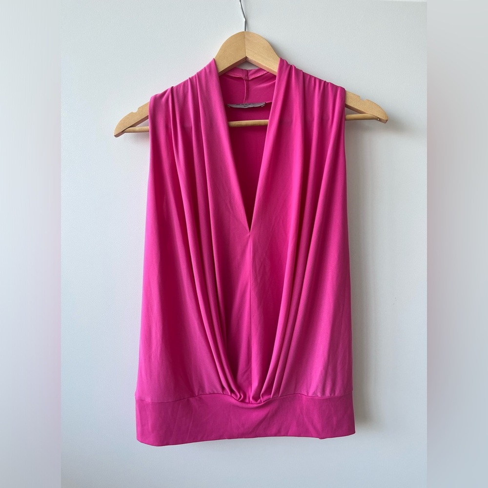 Bailey - Hot Pink Sleeveless V-Neck Blouse